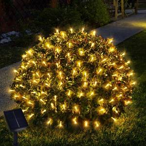 lot 655 image: Solar Powered Christmas Net Lights Outdoor, 8 Modes Mesh Lights Decorations for Bushes, Garden, Yard, 6.56Ft6.56Ft (Warm White) - Retail $20