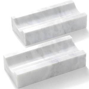 lot 656 image: Marble Rolling Pin Holder,Rolling Pin Display Rack,Suitable for Storing Rolling Pin,Pizza Roller,Spoon,Knive,Fork and Other Kitchen Utensils,Set of 2(White Grey) - Retail $17