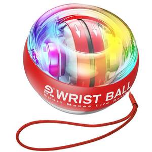 lot 664 image: JIN BD Wrist Trainer Ball Auto-Start Wrist Strengthener Gyroscopic Forearm Exerciser Gyro Ball for Strengthen Arms, Fingers, Wrist Bones and Muscles with LED Light, Red - Retail $35
