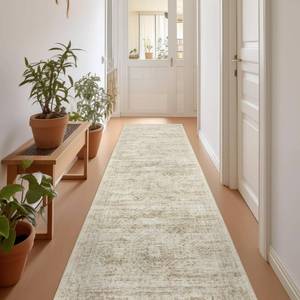 lot 674 image: Restydon Rug Runners for Hallways Non Slip - 2x8 Runner Rug for Bedroom, Washable Runner with Rubber Backing, Soft Low-Pile Carpet for Kitchen, Laundry, Bathroom (2x8, BeigeIvory) - Retail $25
