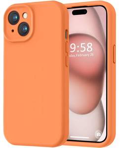 lot 694 image: LOVE 3000 Compatible with iPhone 15 Case, Smooth Silicone Full Coverage Camera 8ft Drop Protection, Soft Microfiber Lining Full Body Protective Case for iPhone 15 6.1 inch - Bright Orange - Retail $10