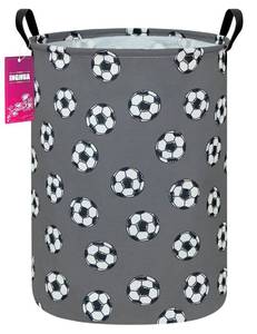 lot 695 image: INGHUA Laundry Hamper Large Canvas Fabric Lightweight Storage BasketToy OrganizerDirty Clothes Collapsible Waterproof for College Dorms, Boys and Girls Bedroom,Bathroom(grey football) - Retail $10