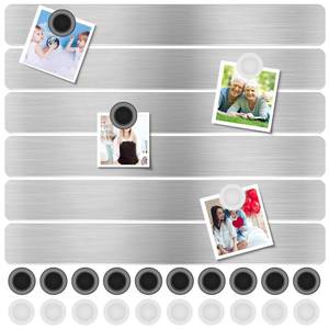lot 696 image: Stainless Iron Magnetic Display Board - Frameless Metal Magnet Boards with 20 Pcs Magnet Memo Strips for Office, Home, School - Retail $9