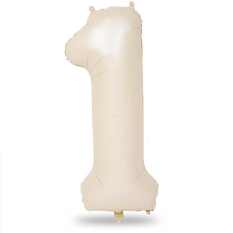 lot 54845 image: 40 Inch Beige Number 1 Balloon for 1st Birthday Decoration, Large Self Inflating Cream Foil Number Balloons 0-9 for Boys Girls, White Sand 1 Helium Balloons for Women Men Party Anniversary Supplies