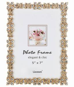 lot 24169 image: Licotom Luxury Metal Picture Frame with Brilliant Crystals, Gold Photo Frame 5 x 7 inch