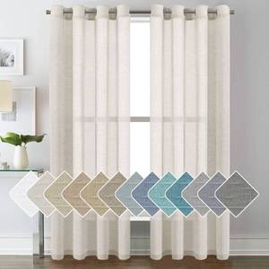 lot 24179 image: H.VERSAILTEX Natural Linen Sheer Curtains Flax Linen Blended Curtain Panels Living Room, Nickel Grommet Semitransparent Semi-Sheer Soft Privacy Drapes, Natural, 84 inches Long 2 Panels
