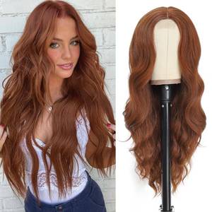 lot 24196 image: NAYOO Long Auburn Wavy Wig for Women 26 Inch Middle Part Curly Wavy Wig Natural Looking Synthetic Heat Resistant Fiber for Daily Party Use(26Inch Auburn)