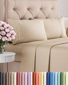 lot 24200 image: Queen Size 4 Piece Sheet Set - Comfy Breathable & Cooling Bed Sheets Set - Hotel Luxury Bedding for Women, Men, Kids, Teens, Boys & Girls - Deep Pockets, Ultra-Soft, Wrinkle Free - Oeko-Tex - Cream