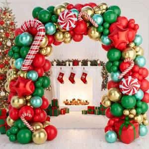lot 24202 image: Christmas Balloon Garland Arch Kit 149PCS Red Green Gold Balloons Candy Balloons Gift Box Balloons for Christmas Party Decorations Supplies