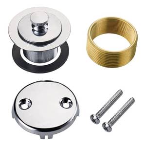lot 24203 image: Chrome Polished Bathtub Tub Drain Conversion Kit Assembly, Wellup Lift and Turn Twist Tub Drain Trim Kit with Two-Hole Overflow Faceplate, Chrome Plated