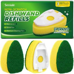 lot 29625 image: Semiale Non Scratch Dishwand Refills Sponge Heads, Heavy Duty Scrub Brush Sponges, Soap Dispensing Scrubbers, Common Compatible Dish Wand Refill Head Replacements for Kitchen Sink Dishwashing Cleaning