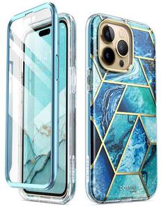 lot 29626 image: i-Blason Cosmo for iPhone 14 Pro Max Phone Case Built-in Screen Protector Military-Grade Protection Slim Full-Body Stylish Protective Shockproof Phone Case for iPhone 14 Pro Max (Ocean)