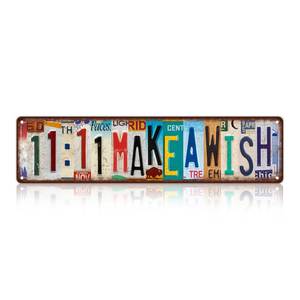 lot 29629 image: Vintage 1111 Make A Wish Wall Decor Street Signs Home Bar Coffee Metal Tin Signs 16 x 4 Inches