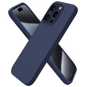 lot 29640 image: ORNARTO Compatible with iPhone 15 Pro Case 6.1, Liquid Silicone 3 Layers Full Covered Soft Gel Rubber Cover, Shockproof Protective Slim Phone Case with Anti-Scratch Microfiber Lining-Dark Blue