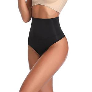 lot 29647 image: JOYSHAPER High Waist Shapewear Thong for Women Tummy Control Underwear Body Shaper Thong Waist Cincher Girdle Panties (Black, S)