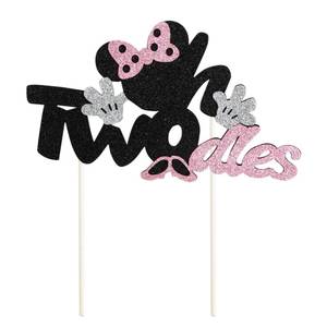 lot 29648 image: CHuangQi Onederful Oh Twodles Glitter Cake Topper, 1st 2nd Minnie Themed Birthday Cake Decor, Birthday Party Supplies (Oh Twodles)