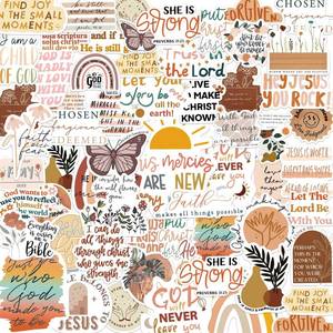 lot 29655 image: 50PCS Bible Verse Stickers Inspirational Christian Stickers for Women, Men, Teens - Perfect for Water Bottle, Laptop, Bible