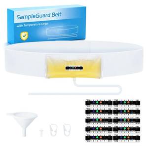 lot 29661 image: Urine Test Complete Kit Concealed 2 to 4 oz Sample Bag on Belt, Include 10 Urine Test Thermometer Stickers and 1 Silicone Funnel, Refillable Sample Bag on Hi-Stretch Hidden Sample Guard Belt