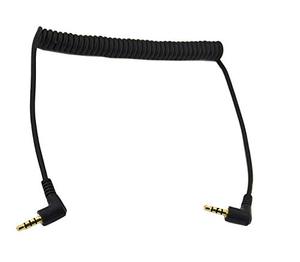 lot 29667 image: Halokny Coiled Stereo Audio Cable, (1PCS) 90 Degree Right Angle 3.5mm Male to Male Jack 4 Pole TRRS Extension Aux Audio Coiled Spiral Cable(TRRS MM)