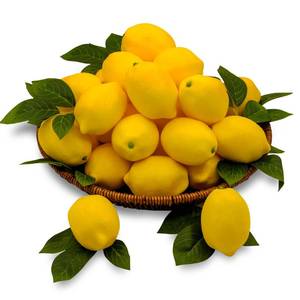 lot 29670 image: DONOTGO 20Pcs Fake Lemons Artificial Fruits with 25 Leaves Faux Yellow Lifelike Plastic Lemon Decorations Realistic Limes Fruit Decor for Home Kitchen Table Cabinet Holiday Party Photography Props