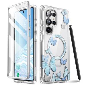 lot 29676 image: i-Blason for Samsung Galaxy S25 Ultra Case MagSafe with Built-in Screen Protector Support Fingerprint ID & Wireless Charger Full-Body Slim Style Magnetic Phone Case for S25 Ultra, BlueFly