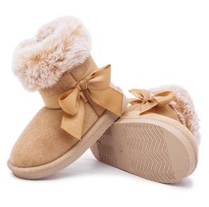 lot 39716 image: LONSOEN Baby Girls Suede Bow Winter Boots, Faux-Fur Lined Warm Snow Booties with Inner Side-Zipper & Lightweight TPR Sole, Toddler & Little Kid Shoes Size 6 Toddler, Brown 039