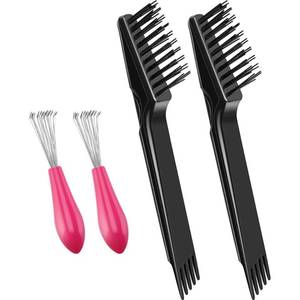 lot 39717 image: Boao 4 Pcs Hair Brush Cleaning Set Tool Mini Hair Cleaning Brush Cleaner Tool for Removing Dust Home Salon Use(Black)