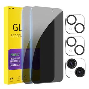 lot 39718 image: PEHAEL 22Pack for iPhone 15 Privacy Screen Protector with Camera Lens Protector Full Coverage Anti-Spy Tempered Glass Film 9H Hardness Easy Installation Bubble Free 6.1 inch