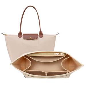 lot 39722 image: OPPOSHE Purse Organizer Insert for Longchamp Le Pliage, Premium Felt Long Champ Bag Handbag Women, Tote Organizer Insert with 9 Compartments (Medium, Beige)
