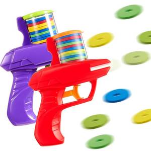 lot 48429 image: Sumind 2 Pcs Foam Disc Shooter Disc Launcher Zip Shot Shooter Blasters for Birthday Gifts Family Gatherings Games Outside Yard Activities (Red,Purple)
