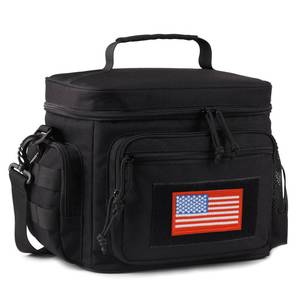 lot 48430 image: Lunch Box for Men, Tactical Lunch Bag MOLLE Webbing Leakproof Insulated Large Lunch Cooler Women Adult Meal with Adjustable Shoulder Strap Durable Lunch Pail(Black)