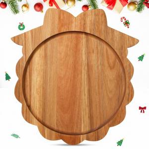 lot 48438 image: Bokon 12 Wreath Christmas Charcuterie Board Wooden Cutting Board Xmas Serving Platter Tray Cookie Plate for Cheese Bread Dessert Fruit, Gift for Christmas Party Holiday Decoration(Acacia Wood)