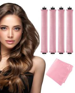 lot 48447 image: Heatless Curls Overnight Hair Curler - 4 Pcs Curling Rod to Sleep In, Velvet Hair Rollers with Satin Hair Scarf