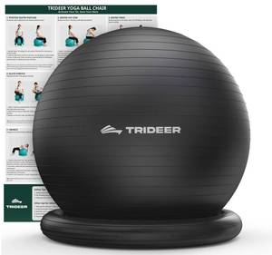 lot 48453 image: Trideer Exercise Ball for Office Desk, Yoga Ball Chair to Relieve Back Pain, Stability & Fitness Ball Seat with Base, Home Gym Core Workout, Abs, Stretching & Therapy