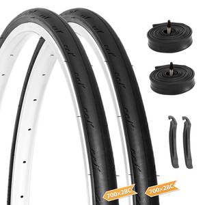lot 48454 image: Hycline Road Bike Tires Set 2-Pack 700x28C(28-622) Folding Replacement Puncture-Resistant Bicycle Tires and 2 Pcs 700x25-28C Inner Tubes Presta Valve with Tire Levers for City Commuter Road