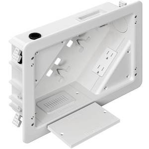 lot 48463 image: IN-Wall TV Box with Flange for Home Theater Installation, 11.9 x 8.4 Cord Hider for Wall Mounted TV, with 2 Outlets, Cable Bracket, LV Cable & 1-12 ENT Entrance, Ideal for New or Retrofit Job