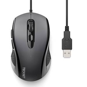 lot 48470 image: TECKNET USB-A Wired Mouse for Laptop Computer with 6-Button,Home and Office 5FT Corded Mouse, 3600DPI Ergo-Optic Shape PC Mouse Wired for Chromebook,PC,Desktop,Notebook- Grey