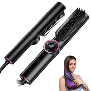 lot 48475 image: JolinKoin Hair Straightener Brush Ionic Hair Straighteners for Women with 15 Temps, Straightening Brush Fast Heating with LED Display & Dual Voltage