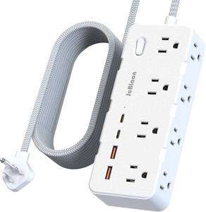 lot 51488 image: Power Strip Surge Protector - Multi Plug Outlet Adapter with 8 Widely Outlets & 4 USB Ports (2 USB-C), 5FT Extension Cord 45° Ultra Thin Flat Plug, Wall Mount for Office Travel Dorm and More