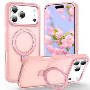 lot 51492 image: Lufanbis Magnetic for iPhone 17 Pro Max Case with Ring Stand, 10 FT Drop Protection Velvety Touch Slim Translucent Matte Back Shockproof Phone Case for iPhone 17 Pro Max 6.9, Pink