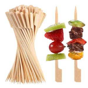 lot 51501 image: 200 PCS Bamboo Skewers for Appetizers, 4.7 Inch Toothpicks, Cocktail Picks for Drinks, Fruit Kababs, Sausage, Barbecue Snacks, Natural Wooden Paddle Skewer Mini Food Sticks, Charcuterie Accessories