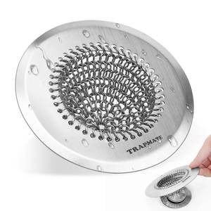 lot 51503 image: TRAPMATE Shower Drain Hair Catcher, 4.4 Easy Clean Bathtub Drain Hair Catcher, Anti-Slip Bath Tub Drain Protector, Upgraded 304 Stainless Steel Shower Sink Drain Cover for Bathroom (Patented Product)