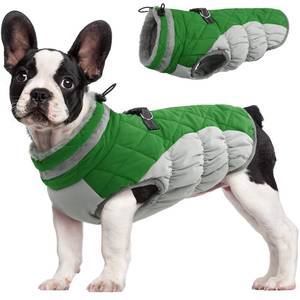 lot 51512 image: FUAMEY Dog Coat for Medium Dogs,Waterproof Dog Winter Jacket with Harness Built in Puppy Cold Weather Coats Reflective Pet Vest with Zipper Warm Fleece Dogs Snowsuit Windproof Green M