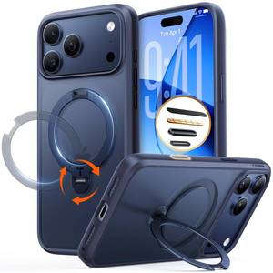 lot 51516 image: TORRAS Q3 Spin for iPhone 17 Pro Max Case with 360 Magnetic Stand, Camera Control, Fit for MagSafe, 4X Military-Grade Shockproof Case for iPhone 17 Pro Max Phone Case with Kickstand, Deep Blue