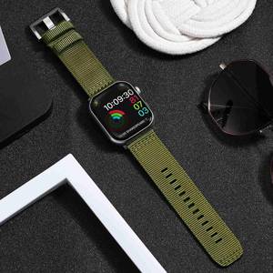lot 51517 image: Nylon Watch Band Compatible with Apple Watch Series Ultra 3 2 1 SE 11 10 9 8 7 6 5 4, Black Buckle (Size 42mm 44mm 45mm 46mm 49mm. Color Grey)