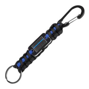 lot 51519 image: MDSXO Short Thin Blue Line Paracord Keychain Neck Lanyard for Keys with Cool USA Flag Men Women