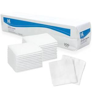 lot 51520 image: HCS Non-Woven 2x2 Gauze Pads - Non-Sterile, 4-Ply (200-Count) - Highly Absorbent, Low-Linting Squares - Gauze Sponges 2x2, Small - Medical Supplies, Wound Care, First Aid, Surgical Use, Dental, Beauty