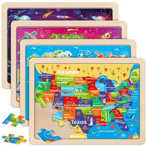 lot 55813 image: SYNARRY Large US World Earth Solar System Wooden Puzzles for Kids Gift Box(12.29.4 in) - FSC Certified, Puzzles for Toddlers 3-5, Puzzles for Kids Ages 4-6, Easter Basket Stuffers Valentines Day Gift
