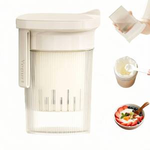lot 55816 image: 0.95 Quart 900ML Portable Yogurt Strainer Cup, Compact Greek Yogurt Filter with Whey Separator for Cheese & Soy Milk, Leak-Proof & Easy to Carry Yogurt Maker (White)