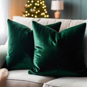 lot 55818 image: FEVERQIYI 24x24 Velvet Pillow Covers Set of 2 Army Green Decorative Square Throw Pillowcase Soft Solid Cushion Covers for Bedroom Living Room Outdoor Indoor Decoration